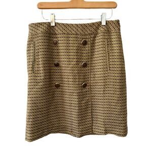 LOFT Tweed Mod Mini Skirt Brown Yellow 6